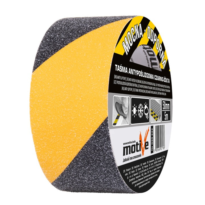 Taśma antypoślizgowa żółto-czarna 50 mm / 5 m MOTIVE