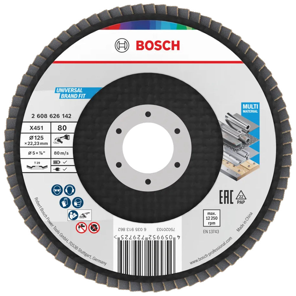 Bosch X451 tarcza listkowa P80 125x22,23 mm do metalu i stali
