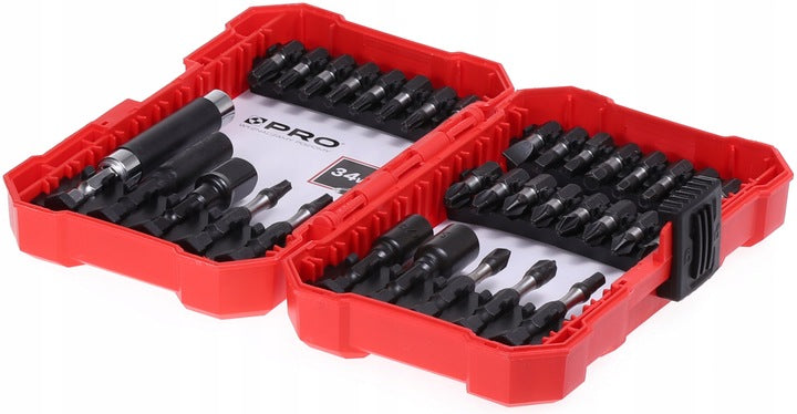 Bity udarowe PRO komplet 34 szt w etui do wkrętarki udarowej i wkrętów